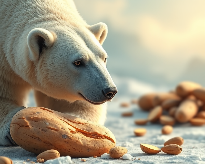 polar bear, potato, almond